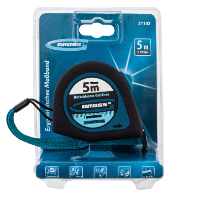 Рулетка "Ergonomisch",5 м x 19 мм,магнитный обрезиненный зацеп Gross по ценам производителя в Воронеже с доставкой по всей России