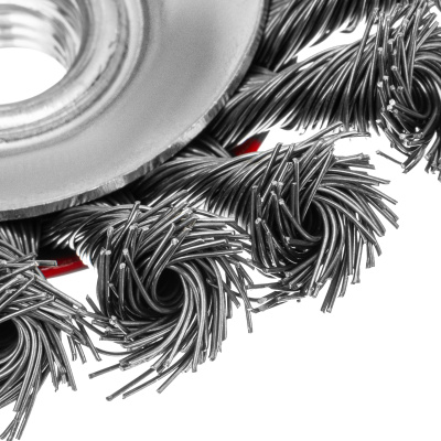 Щетка для УШМ, 100 мм, М14, "тарелка", крученая проволока 0.5 мм Matrix по ценам производителя в Воронеже с доставкой по всей России