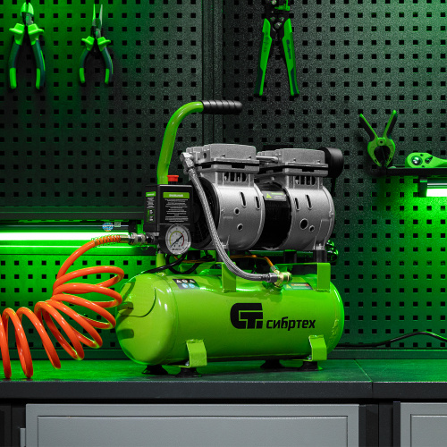 Компрессор безмаслянный малошумный МБ 750/10,750 Вт, 10 л, 150 л/мин Сибртех по ценам производителя в Воронеже с доставкой по всей России