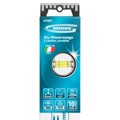 Уровень алюминиевый, 1000 мм, усиленный, рукоятки, фрезерованный, 3 глазка, магнитный Gross по ценам производителя в Воронеже с доставкой по всей России