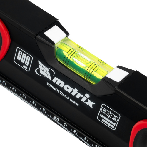 Уровень алюминиевый, усиленный, фрезерованный, 3 глазка, двухкомпонентные рукоятки, 600 мм Matrix по ценам производителя в Воронеже с доставкой по всей России