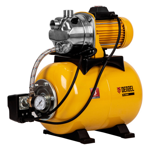 Насосная станция PS1000Х, 1000 Вт, 3500 л/ч, ресивер 24 л, подъем 44 м, нержавейка Denzel по ценам производителя в Воронеже с доставкой по всей России