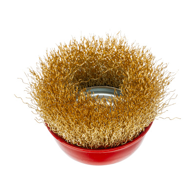 Щетка для УШМ, 65 мм, М14, "чашка", латунированная витая проволока Matrix по ценам производителя в Воронеже с доставкой по всей России