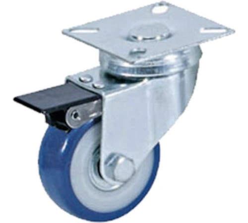 Колесо аппаратное поворотное SCvb 92 75 мм с тормозом (синяя резина) по ценам производителя в Воронеже с доставкой по всей России
