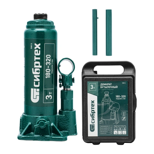 Домкрат гидравлический бутылочный, 3 т, 180-320 мм, в пласт. кейсе Сибртех по ценам производителя в Воронеже с доставкой по всей России