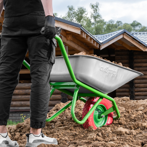 Тачка садово-строительная с PU колесом, грузоподъемность 180 кг, объем 90 л Сибртех по ценам производителя в Воронеже с доставкой по всей России