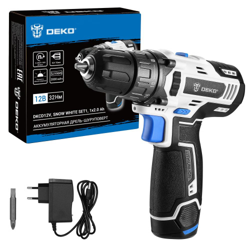 Аккумуляторная дрель-шуруповерт DEKO DKCD12V SNOW WHITE SET1, 1х2.0 Ач по ценам производителя в Воронеже с доставкой по всей России