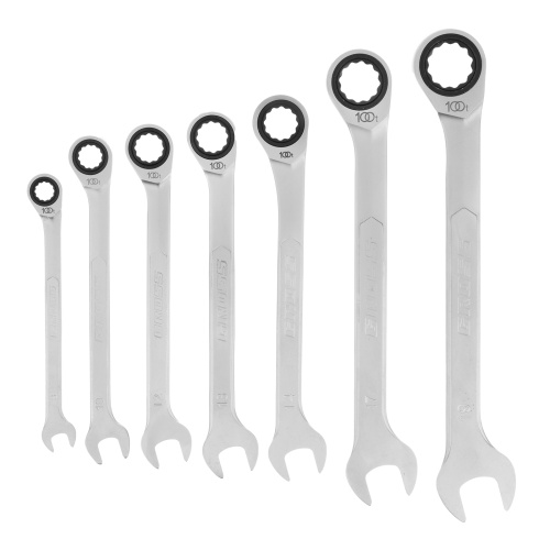 Набор ключей комбинированных трещоточных, количество зубьев 100, СRV, 7 шт, 8-19 мм Gross по ценам производителя в Воронеже с доставкой по всей России