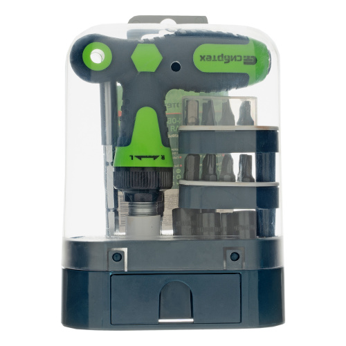 Отвертка Т-образная реверсивная с набором бит, торцевых головок, 33 предмета, CrV Сибртех по ценам производителя в Воронеже с доставкой по всей России