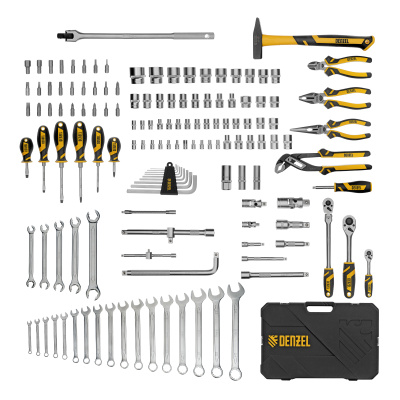 Набор инструментов, 1/2", 1/4", 3/8", CrV, S2, пластиковый кейс, 144 предмета Denzel по ценам производителя в Воронеже с доставкой по всей России