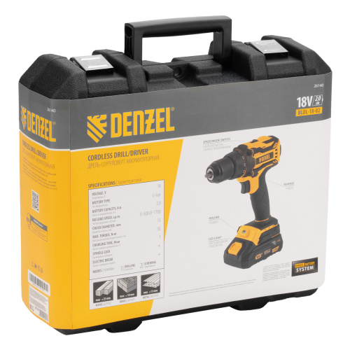 Дрель-шуруповерт аккумуляторная, бесщет. BLDL-18-02 Li-Ion, 18 В Denzel по ценам производителя в Воронеже с доставкой по всей России