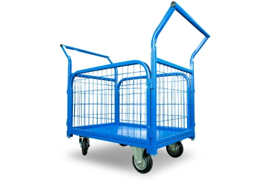 Тележка платформенная TOR ТП-6С (800х1200) с бортами из сетки и двумя ручками (колеса 160 мм) по ценам производителя в Воронеже с доставкой по всей России