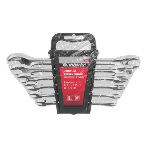 Набор ключей рожковых 6 шт, 6-17 мм, CrV, Elliptical, зеркальное хромирование Matrix по ценам производителя в Воронеже с доставкой по всей России