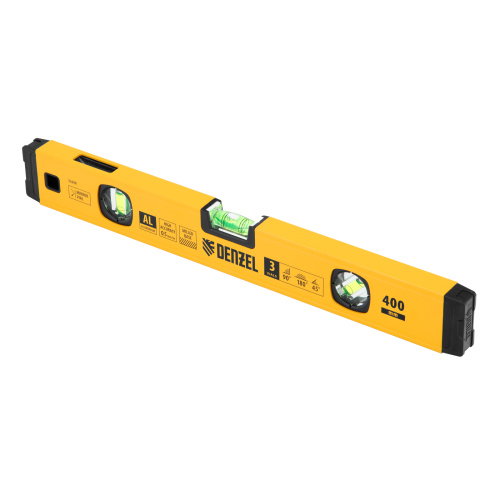 Уровень алюминиевый, магнит., фрезерованный, 3 глазка (1 зеркал.) 0,5 мм/м, 400 мм Denzel по ценам производителя в Воронеже с доставкой по всей России