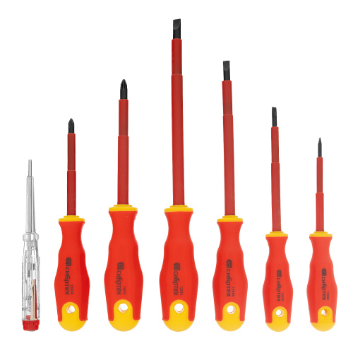 Набор отверток диэлектрических до 1000 В, 7 шт, тестер, CrV, двухкомпонентные рукоятки Сибртех по ценам производителя в Воронеже с доставкой по всей России