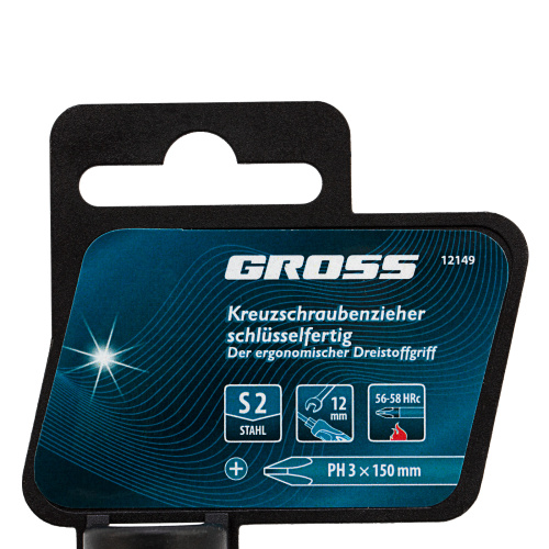 Отвертка PH3 x 150 мм, S2, трехкомпонентная ручка Gross по ценам производителя в Воронеже с доставкой по всей России