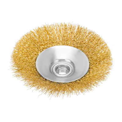 Щетка для УШМ, 125 мм, М14, "тарелка", латунированная витая проволока Matrix по ценам производителя в Воронеже с доставкой по всей России