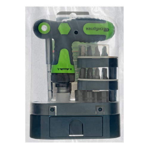 Отвертка Т-образная реверсивная с набором бит, торцевых головок, 33 предмета, CrV Сибртех по ценам производителя в Воронеже с доставкой по всей России