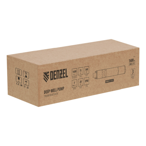 Скважинный насос DWS-3-75, винтовой, диаметр 3", 500 Вт, 1600 л/ч, напор 75 м Denzel по ценам производителя в Воронеже с доставкой по всей России