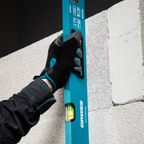 Уровень алюминиевый, 800 мм, усиленный с ударопрочными заглушками, рукоятки, 3 глазка Gross по ценам производителя в Воронеже с доставкой по всей России