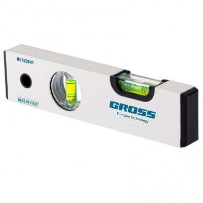 Уровень алюминиевый, 200 мм, фрезерованный, 2 глазка, магнитный Gross по ценам производителя в Воронеже с доставкой по всей России