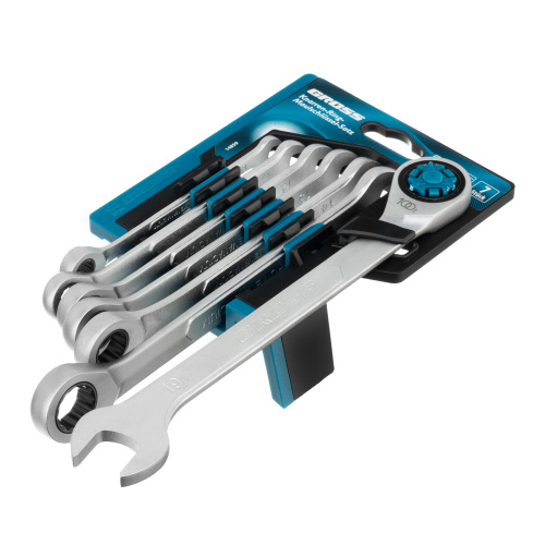 Набор ключей комбинированных трещоточных, количество зубьев 100, СRV, 7 шт, 8-19 мм Gross по ценам производителя в Воронеже с доставкой по всей России