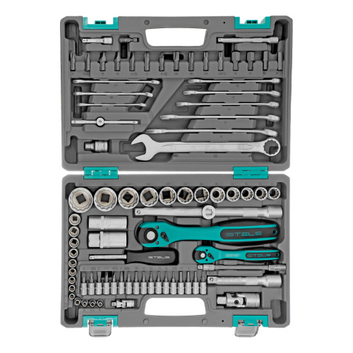 Набор инструментов 1/2", 1/4", CrV, 12 гранные головки, пластиковый кейс, 82 предмета Stels по ценам производителя в Воронеже с доставкой по всей России