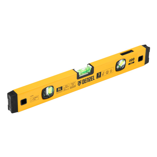 Уровень алюминиевый, магнит., фрезерованный, 3 глазка (1 зеркал.) 0,5 мм/м, 400 мм Denzel по ценам производителя в Воронеже с доставкой по всей России