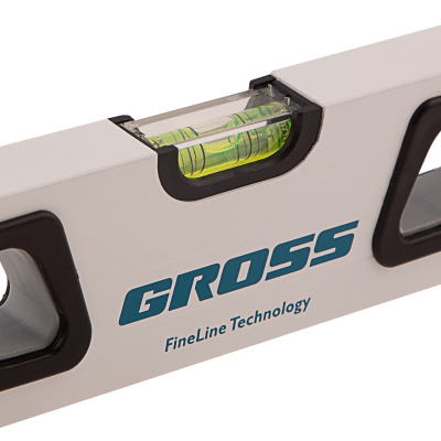 Уровень алюминиевый, 600 мм, усиленный, рукоятки, фрезерованный, 3 глазка, магнитный Gross по ценам производителя в Воронеже с доставкой по всей России