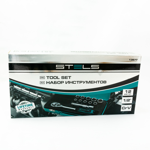 Набор торцевых головок, 1/2, головки 10 - 24 мм, с трещоточным ключом, 12 предметов Stels по ценам производителя в Воронеже с доставкой по всей России