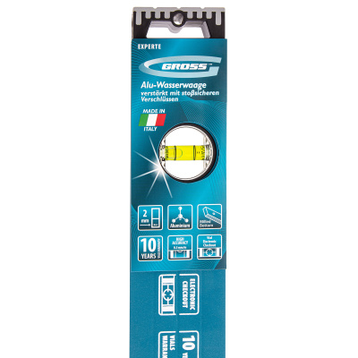 Уровень алюминиевый, 1200 мм, усиленный с ударопрочными заглушками, рукоятки, 3 глазка Gross по ценам производителя в Воронеже с доставкой по всей России