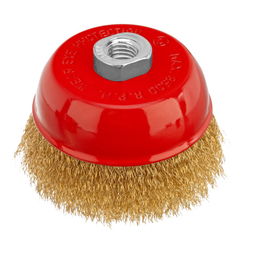 Щетка для УШМ, 100 мм, М14, "чашка", латунированная витая проволока Matrix по ценам производителя в Воронеже с доставкой по всей России