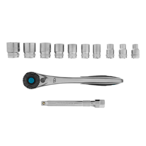 Набор торцевых головок, трещотка 120 зубьев, 3/8", CrV, 12 предметов Gross по ценам производителя в Воронеже с доставкой по всей России