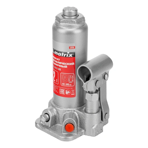 Домкрат гидравлический бутылочный, 2 т, высота подъема 181-345 мм, в пластиковый кейсе Matrix по ценам производителя в Воронеже с доставкой по всей России