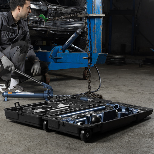 Растяжка гидравлическая, 10 т, набор из 17 предметов, 7 сменных насадок, в пластиковом кейсе на колесах Stels по ценам производителя в Воронеже с доставкой по всей России