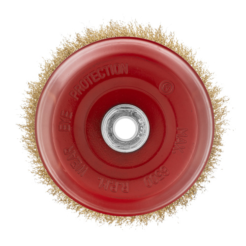 Щетка для УШМ, 150 мм, М14, "чашка", латунированная витая проволока Matrix по ценам производителя в Воронеже с доставкой по всей России