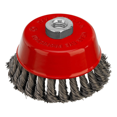 Щетка для УШМ, 100 мм, М14, "чашка", крученая проволока 0.5 мм Matrix по ценам производителя в Воронеже с доставкой по всей России