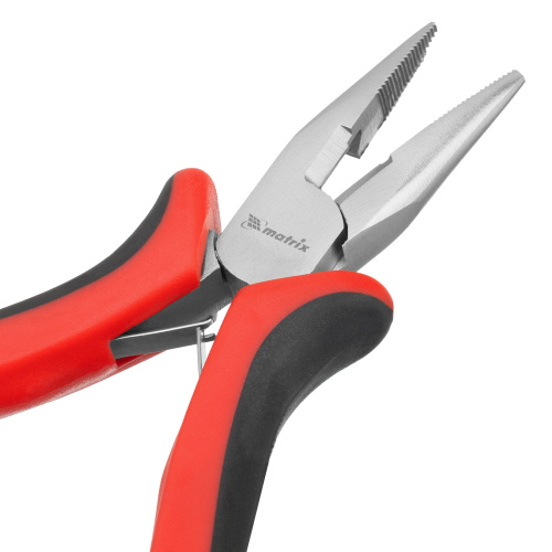 Длинногубцы прямые Mini, 130 мм, никелированные, авторазжим, двухкомпонентные рукоятки Matrix по ценам производителя в Воронеже с доставкой по всей России