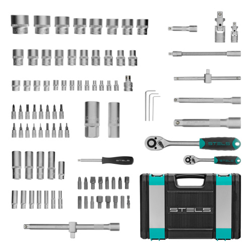 Набор инструментов, 1/2", 1/4", CrV, пластиковый кейс 94 предмета Stels по ценам производителя в Воронеже с доставкой по всей России