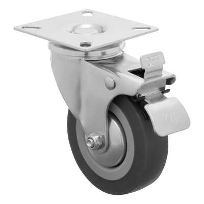 Колесо поворотное с тормозом D 75 мм, крепление  платформенное Сибртех по ценам производителя в Воронеже с доставкой по всей России