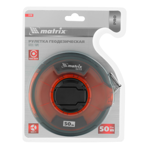 Рулетка геодезическая 50 м х 12,5 мм, закрытый корпус, стальная лента, односторонняя шкала, Pro Matrix по ценам производителя в Воронеже с доставкой по всей России