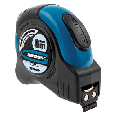 Рулетка "Schlagfest",8 м x 25 мм,магнитный обрезиненный зацеп,двусторонняя шкала,Нейлоновое покрытие,автоматическая фиксация Gross по ценам производителя в Воронеже с доставкой по всей России