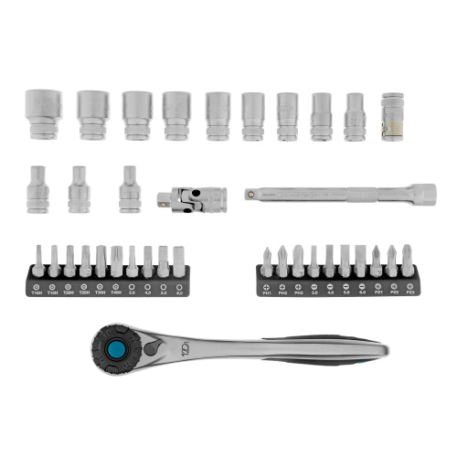 Набор торцевых головок, трещотка 120 зубьев, 1/4", CrV, 36 предметов Gross по ценам производителя в Воронеже с доставкой по всей России