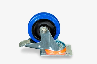 Колесо поворотное из эластичной резины MW70 100 мм с тормозом по ценам производителя в Воронеже с доставкой по всей России