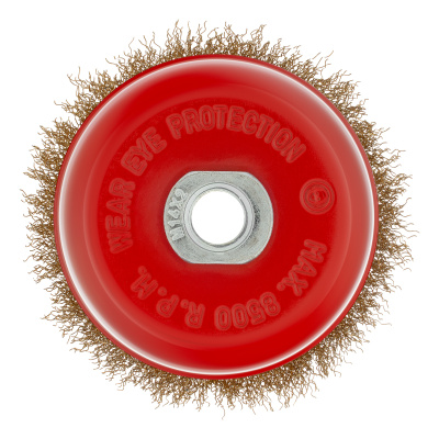 Щетка для УШМ, 100 мм, М14, "чашка", латунированная витая проволока Matrix по ценам производителя в Воронеже с доставкой по всей России