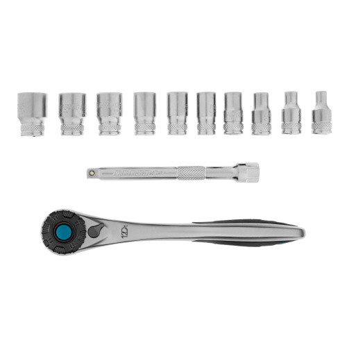 Набор торцевых головок, трещотка 120 зубьев, 1/4", CrV, 12 предметов Gross по ценам производителя в Воронеже с доставкой по всей России