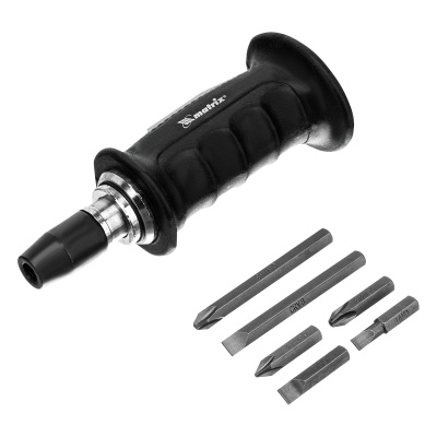 Отвертка ударно-поворотная 1/2, набор бит, 6 шт, черная ручка Профи, пластиковый бокс Matrix по ценам производителя в Воронеже с доставкой по всей России