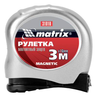 Рулетка Magnetic,3 м х 16 мм,магнитный зацеп Matrix по ценам производителя в Воронеже с доставкой по всей России