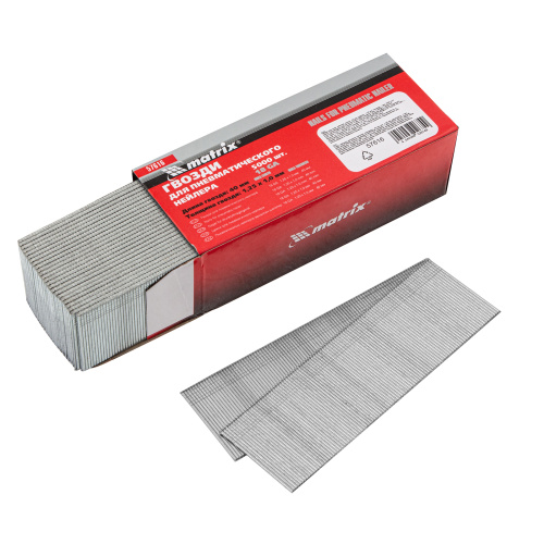 Гвозди для пневматического нейлера, длина 40 мм, ширина 1.25 мм, толщина 1 мм, 5000 шт Matrix по ценам производителя в Воронеже с доставкой по всей России