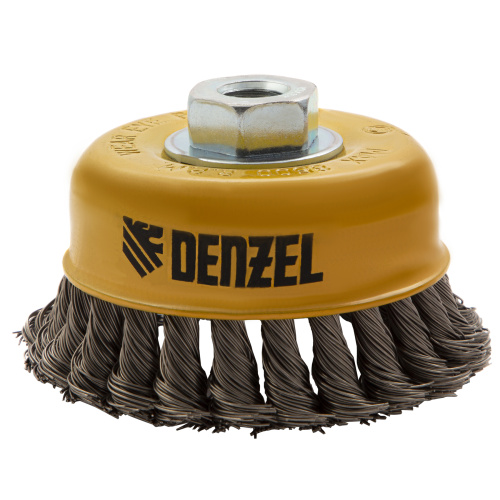 Щетка для УШМ, 100 мм, "Чашка", крученая нержавеющая проволока 0.5 мм, М14 Denzel по ценам производителя в Воронеже с доставкой по всей России